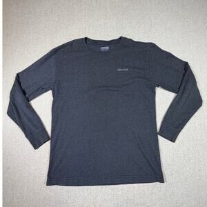 Marmot Mens Medium Gray Graphic Long Sleeve Cotton Outdoor T Shirt Hiking Casual
